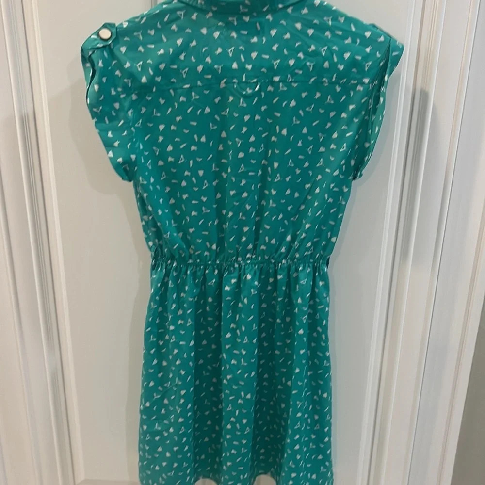 Flying Tomato Flying Green White Short Sleeve Retro Dress  size small - Picture 9 of 16